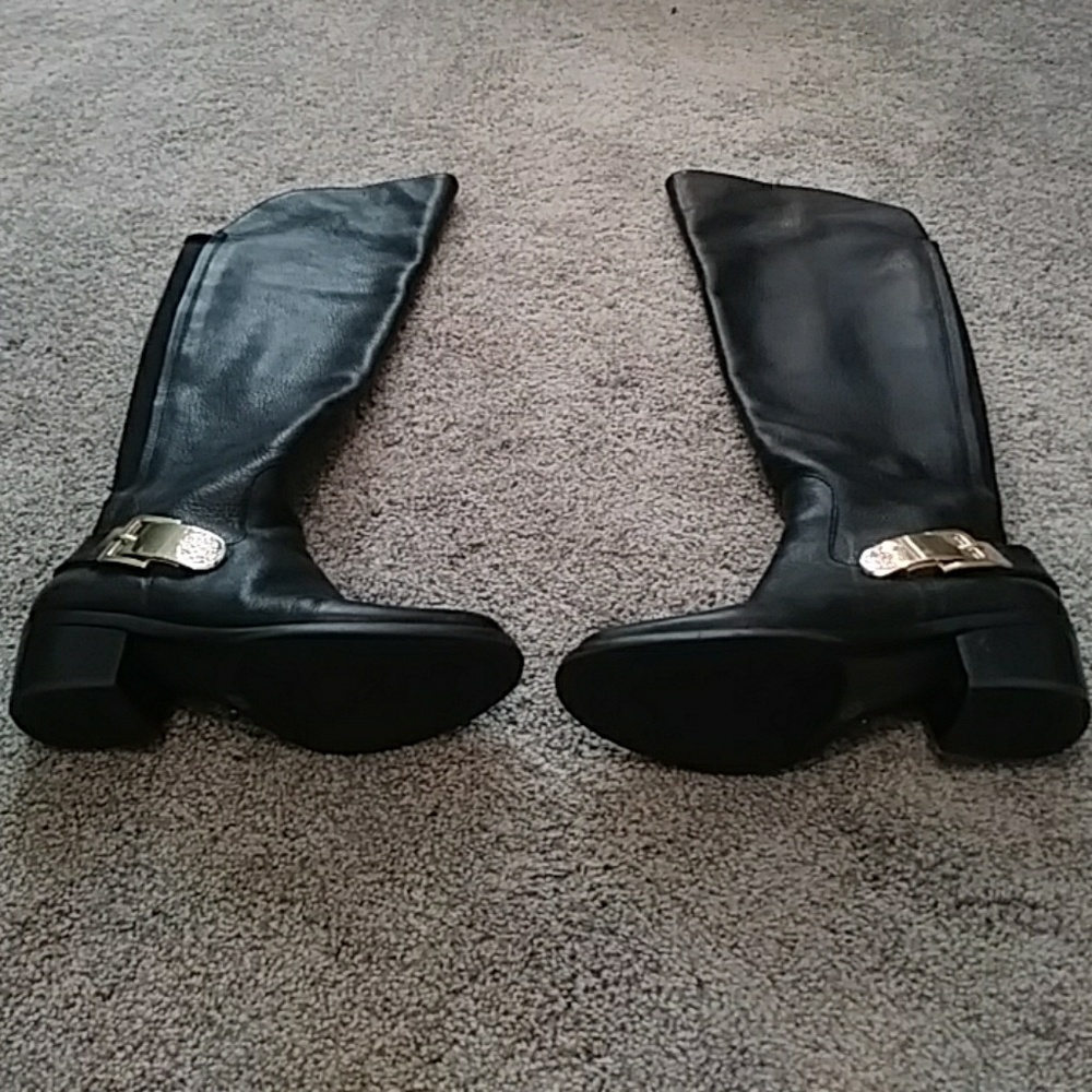Vince camuto blk leather knee hi boots